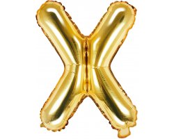 PartyDeco Foliový balón písmeno X 35cm zlatý