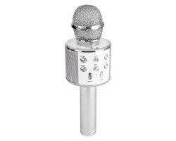 MAX KM01 BT/MP3 Karaoke mikrofon s reproduktorem - stříbrný