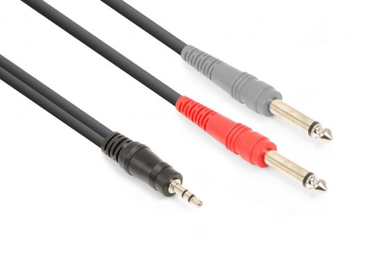 Vonyx CX332-6 kabel 3,5 mm stereo jack - 2x 6,3 mm mono jack (6m)