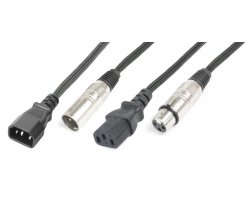 BeamZ Professional CX09-15 Light Combi Cable IEC M - XLR M / IEC F - XLR F 15M