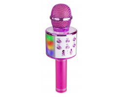 MAX KM15P Karaoke mikrofon s reproduktorem, LED, BT a MP3, růžový