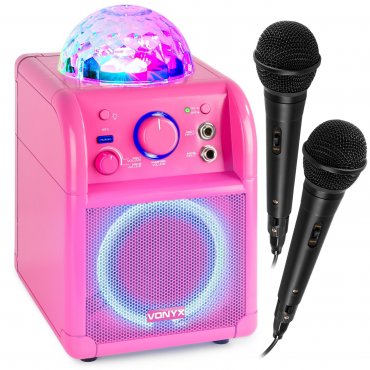 Vonyx SBS55P BT Karaoke Reproduktor s LED Ball, Barva růžová