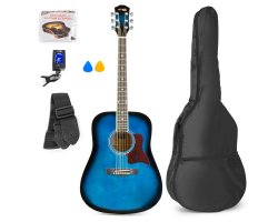 MAX SoloJam Set westernové akustické kytary a příslušenství, modrý