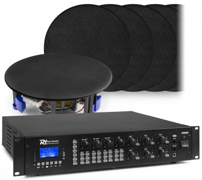 Power Dynamics 6 zónový zvukový systém se zesilovačem PRM606, BT a 12x vestavěnými reproduktory (černá)