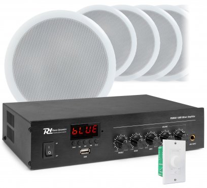 Power Dynamics zvukový systém s 10 stropními reproduktory CSPB5 a zesilovačem PDM45 s BT