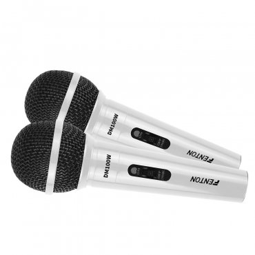 Fenton DM100W Set 2 bílých mikrofonů pro karaoke nebo DJ's