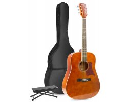 MAX SoloJam Westernová akustická kytara s opěrkou nohou - Barva světle hnědá