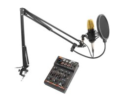 Vonyx CMS400B Set studiového mikrofonu s ramenem a mixpultem s USB a Bluetooth