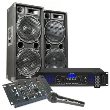 Max MAX212 DJ Set reproboxů se zesilovačem a mixpultem 2800W