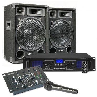 Max MAX12 DJ Set reproboxů se zesilovačem a mixpultem 1400W