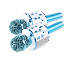 Max KM01 Set 2 modrých karaoke mikrofonů