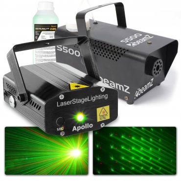 BeamZ Set laseru, výrobníku mlhy a kapaliny