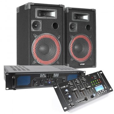 Max Complete 500W Bluetooth a USB DJ Set reproboxů se zesilovačem a mixpultem