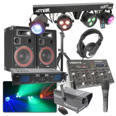 Max Complete 500W DJ Bluetooth Disco Set zvukové a světelné techniky, mlhovače a příslušenství