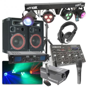 Max Complete 700W DJ Bluetooth Disco Set zvukové a světelné techniky, mlhovače a příslušenství