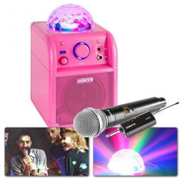 Vonyx SBS50P Bateriová karaoke BT sada s bezdrátovým mikrofonem a světelným efektem