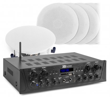 Power Dynamics PV240BT 4 zónový zvukový systém s Bluetooth a 8 stropními reproduktory