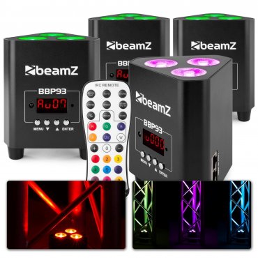 BeamZ BBP93 Set 4x Uplight PAR s dálkovým ovládáním