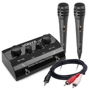 Vonyx AV430B Karaoke Set s 2 mikrofony a kabelem, černý