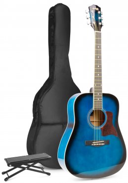 MAX SoloJam Westernová akustická kytara MAX s opěrkou nohou - Barva modrá