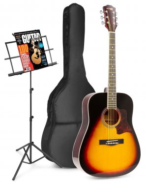 MAX SoloJam Westernová akustická kytara se stojanem na noty – Barva Sunburst