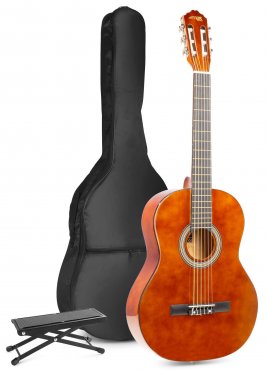 MAX SoloArt Klasická akustická kytara s podnožkou - Barva hnědá