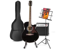 MAX ShowKit Sada elektrické akustické kytary se stojany na noty a na kytaru - Barva černá
