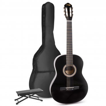 MAX SoloArt Sada klasické akustické kytary s podnožkou - Barva černá