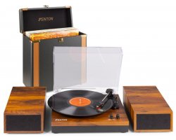 Fenton RP165 Gramofon s BT a kufrem na desky v barvě světlého dřeva