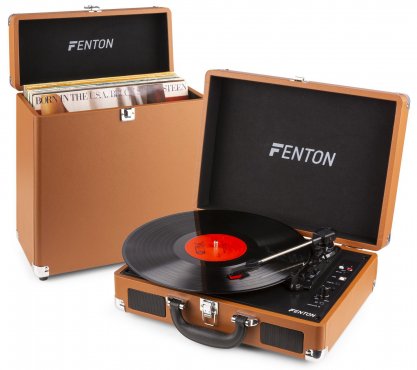 Fenton RP115F Gramofon s Bluetooth a kufrem na vinylové desky - Hnědá barva