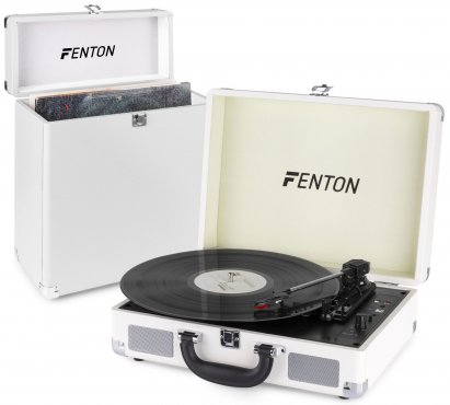 Fenton RP115D Gramofon s Bluetooth a kufrem na vinylové desky - Barva bílá