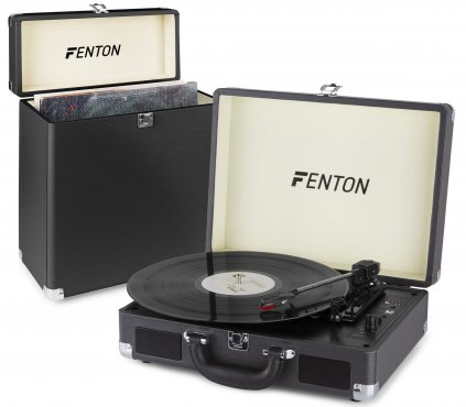 Fenton RP115C Gramofon s Bluetooth a kufrem na vinylové desky - Barva černá
