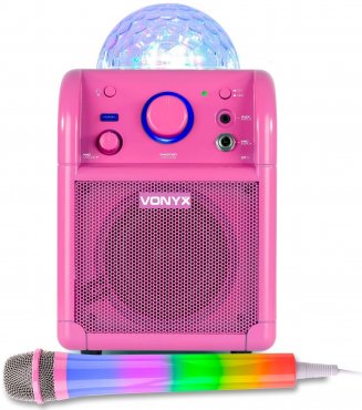 Vonyx SBS50P Karaoke set s BT a LED mikrofonem v růžové barvě