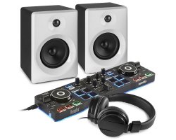 Hercules DJControl Starlight DJ Set s aktivními reproduktory - bílý