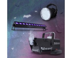 BeamZ Complete Halloween Effect Set s výrobníkem mlhy, LED stroboskopem a LED UV barem