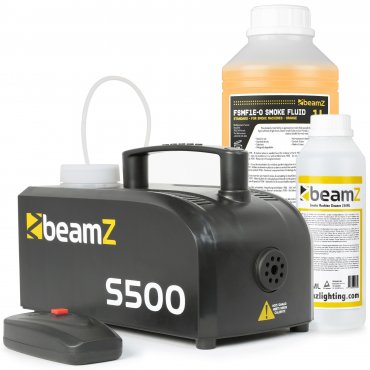 BeamZ S500 Set Plastového výrobníku mlhy s čisticí a mlhovou kapalinou