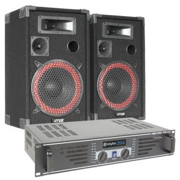 Skytec Complete 500W PA DJ Set reproboxů a zesilovače