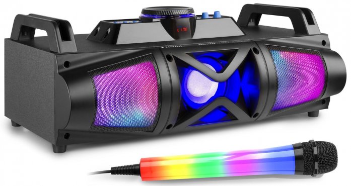 Fenton MDJ160B Bateriový karaoke set s Bluetooth a 1 LED mikrofonem - Barva černá