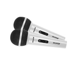 Fenton DM100W Set 2 bílých mikrofonů pro karaoke nebo DJ's