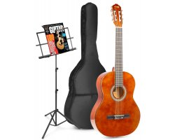 MAX SoloArt Klasická akustická kytara se stojanem na noty - Barva hnědá