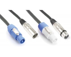 Power Dynamics CX05-3 Audio Combi Cable Powerconnector B - XLR F / Powerconnector A - XLR M 3.0M