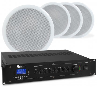 Power Dynamics 100V zvukový systém se zesilovačem (60W), BT a 4 vestavěnými 5'' reproduktory