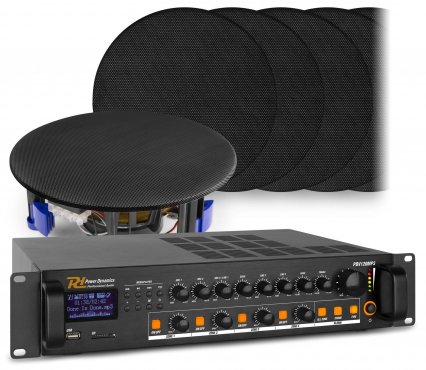 Power Dynamics 4 zónový zvukový systém se zesilovačem s BT a 12x vestavěnými reproduktory