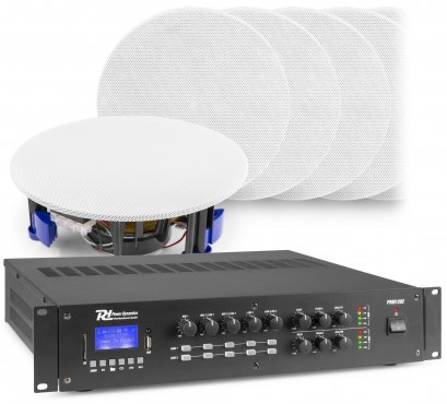 Power Dynamics 2 zónový zvukový systém se zesilovačem PRM1202 s BT a 12x vestavěnými reproduktory (bílá)