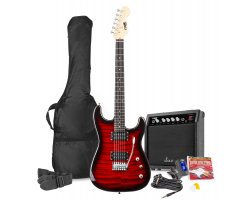 Max GigKit Electric Guitar Pack Quilted Style Dark Red