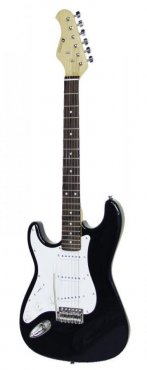 Dimavery ST-203, levoruká elektrická kytara, černá