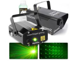 BeamZ Set laseru, výrobníku mlhy a kapaliny