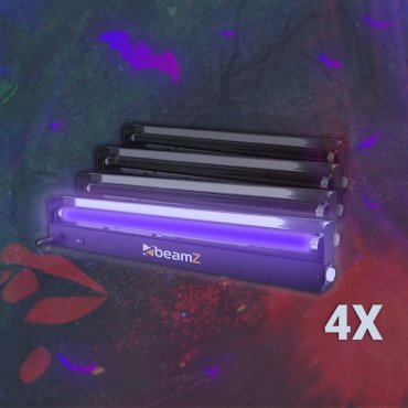 BeamZ Halloween Blacklight Set 4x 60cm UV zářivka s držákem