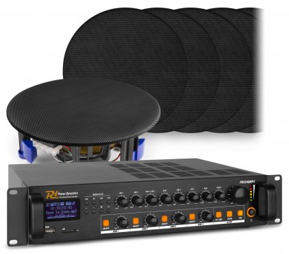 Power Dynamics 4 zónový zvukový systém se zesilovačem s BT a 24x vestavěnými reproduktory