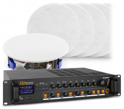 Power Dynamics 4 Zónový zvukový systém se zesilovačem s BT a 12x vestavěnými reproduktory (bílá)